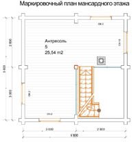 Проект бани 5,8 Х 5,8 Маркировочный план мансардного этажа