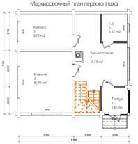 Проект дома 8 Х 7,4 Маркировочный план первого этажа