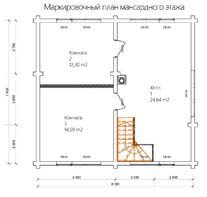 Проект дома 8 Х 7,4 Маркировочный план мансардного этажа
