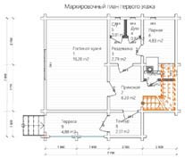 Проект дома 7 Х 7,7 Маркировочный план первого этажа